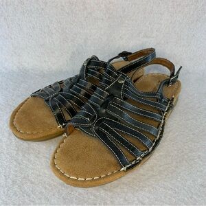 Naturalizer Gladiator Style Womens Sandals Sz 7M Black Peep Toe Adjustable Strap